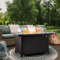 PAMAPIC  Auto-Ignition Outdoor Fire Pit Table with Glass Wind Guard 41 Inch Outdoor Table for Patio