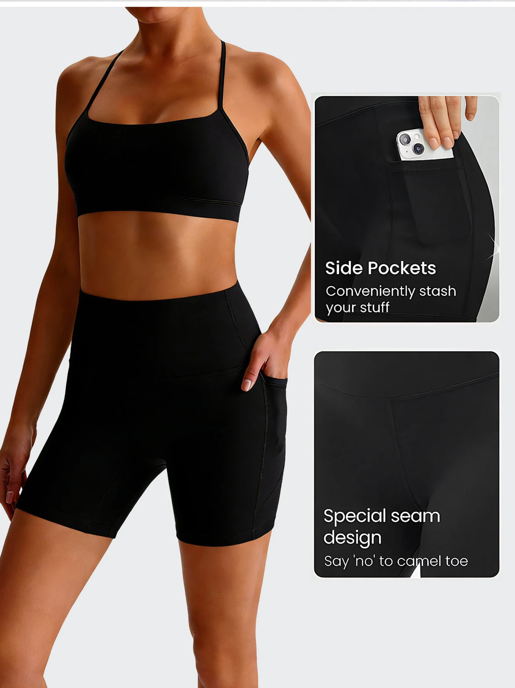 5 Pack Women's High Waisted Biker Shorts with Pockets