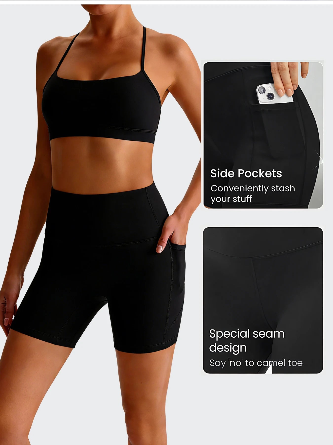 5 Pack Women's High Waisted Biker Shorts with Pockets