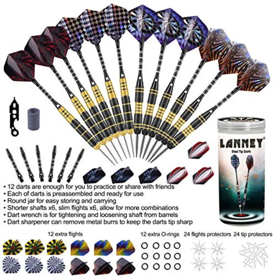 Professional  Dart Set 6-20 gram and 6-24 gram Steel Tips Set with Sharpener