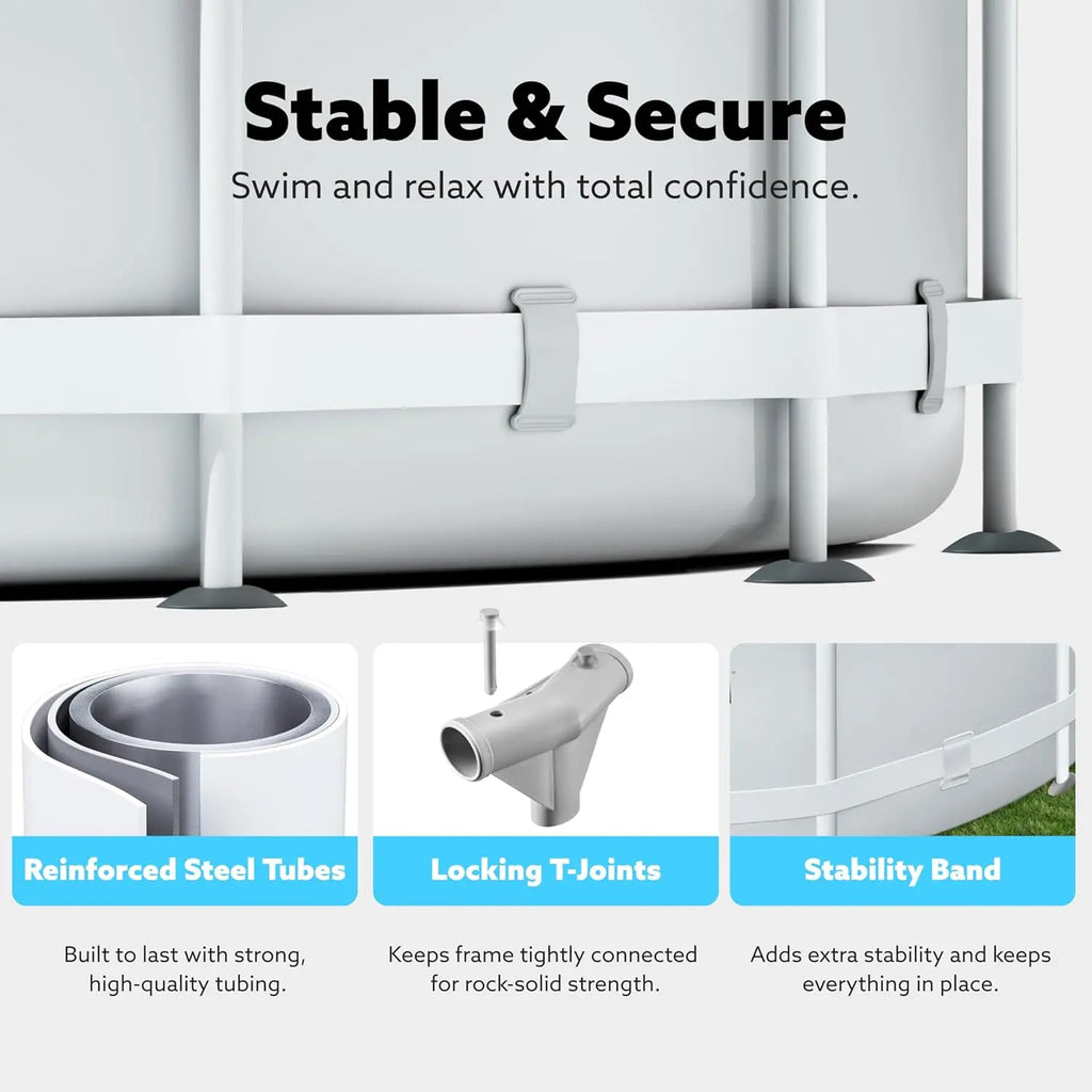 JOYFY Round Above Ground Pool with Filter Pump