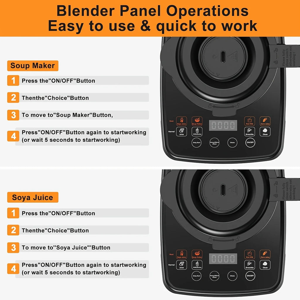 PRASKY 2400W Heating Blender  For Smoothies And Soups