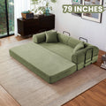 79'' Boneless Couch Convertible Futon Sleeper Sofa with L-Shaped Armrests
