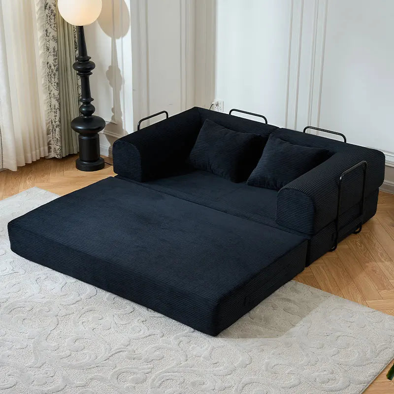 79'' Boneless Couch Convertible Futon Sleeper Sofa with L-Shaped Armrests