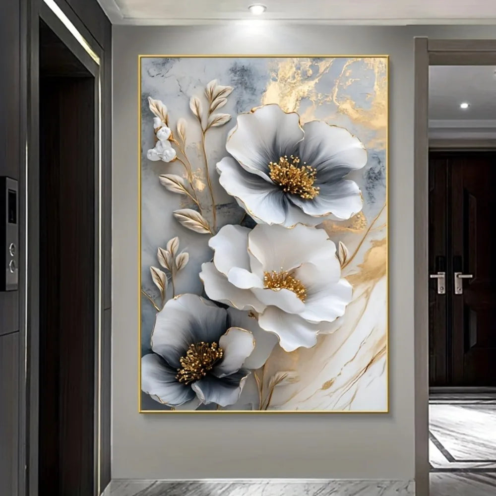 3D Floral Canvas Framed Painting Decor