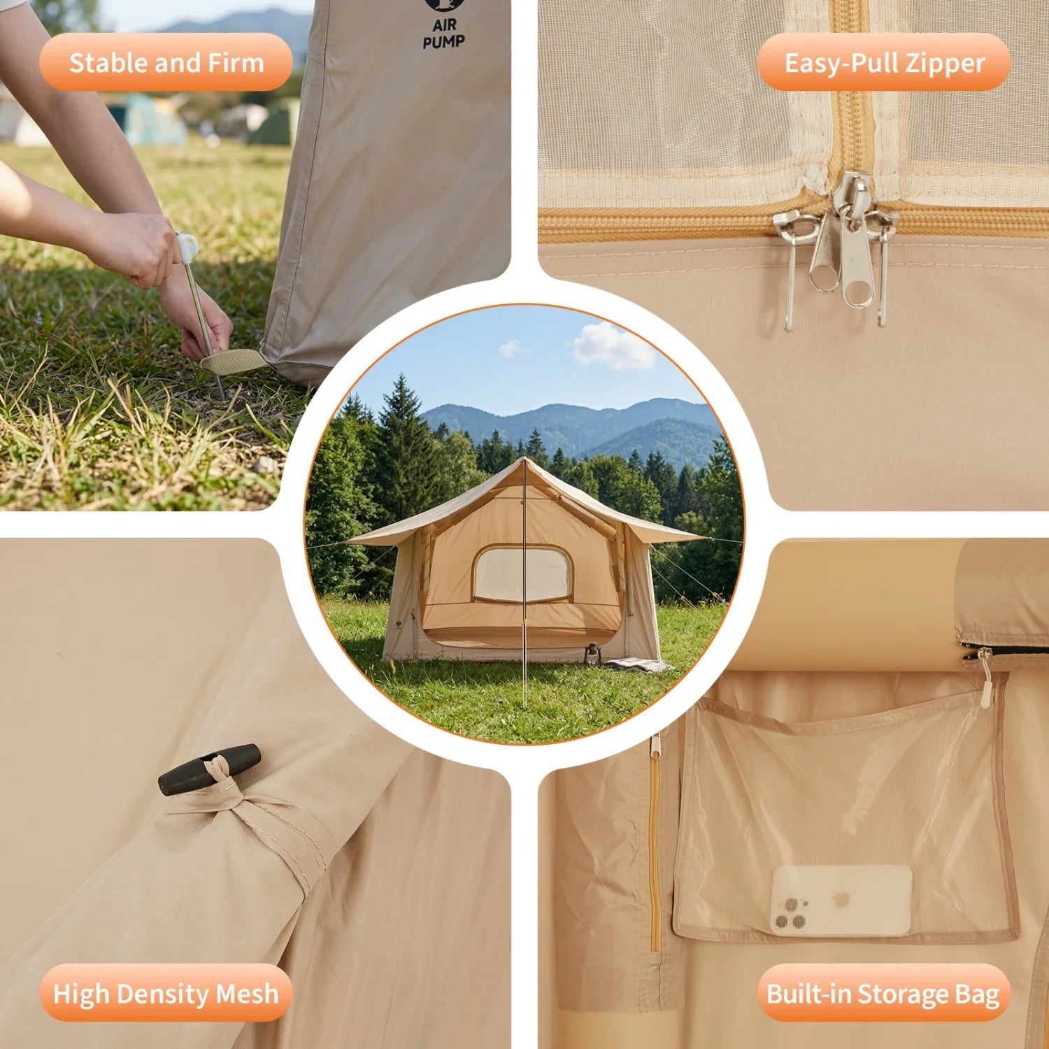 Quick Setup Inflatable Camping Tent for 6 People