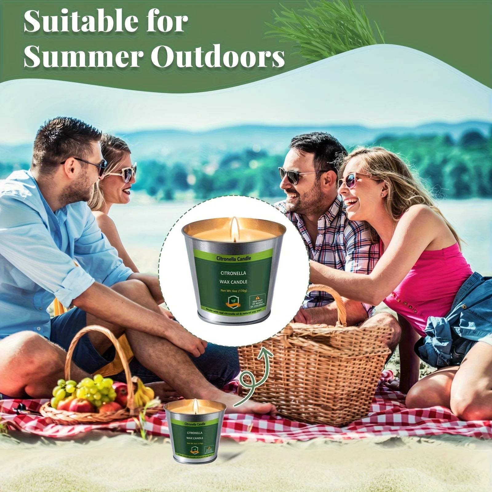 4pcs 6oz Citronella Candles Outdoor