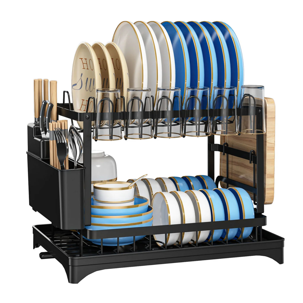 2-Tier Multifunctional Countertop Dish Organizer