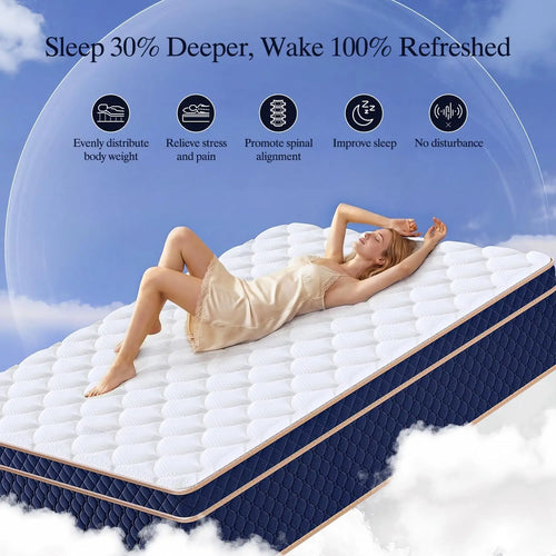 12"14"16" Hybrid Gel Memory Foam Mattress in a Box Medium Firm Motion Isolation