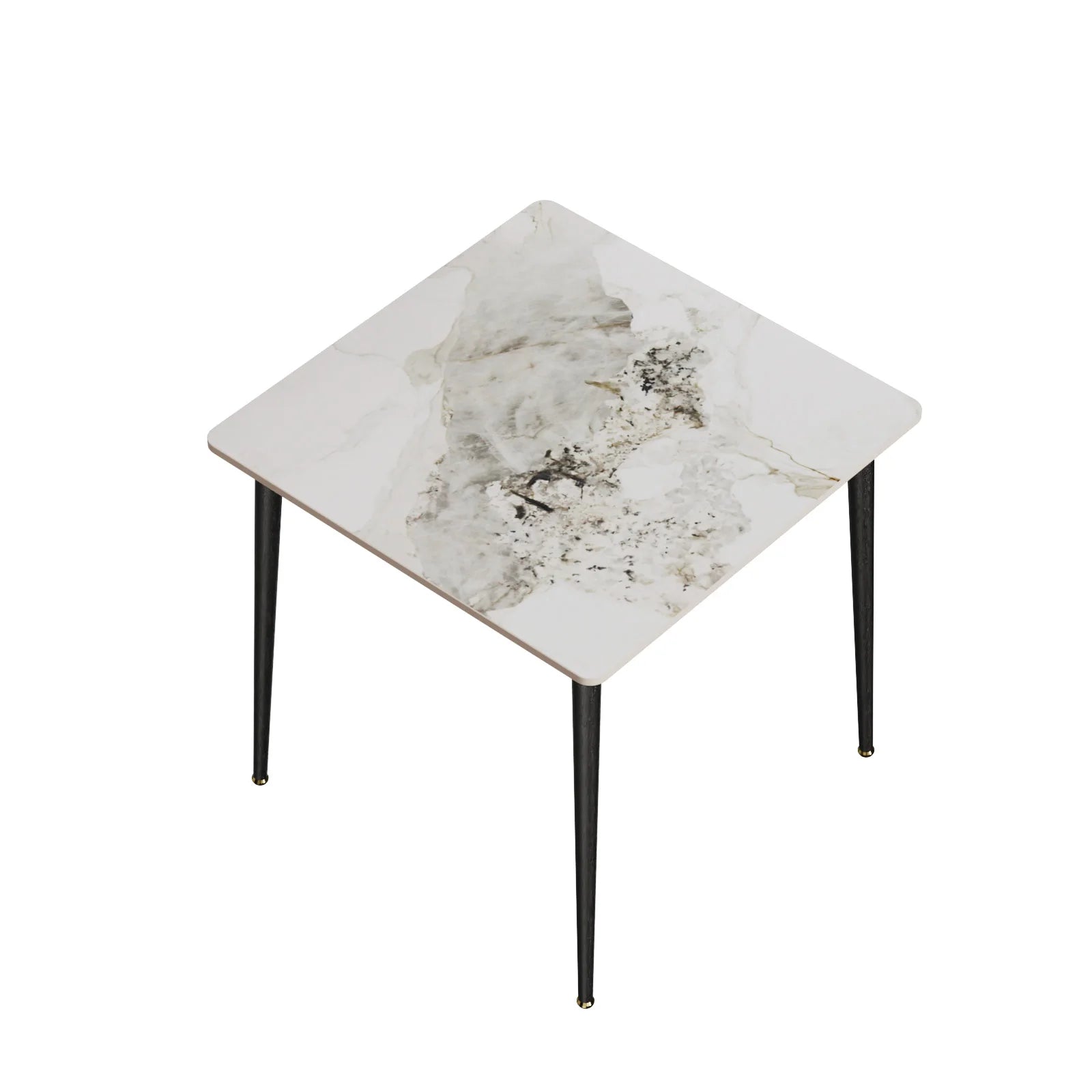 Square Marble Dining Table with Metal Legs for 4-6