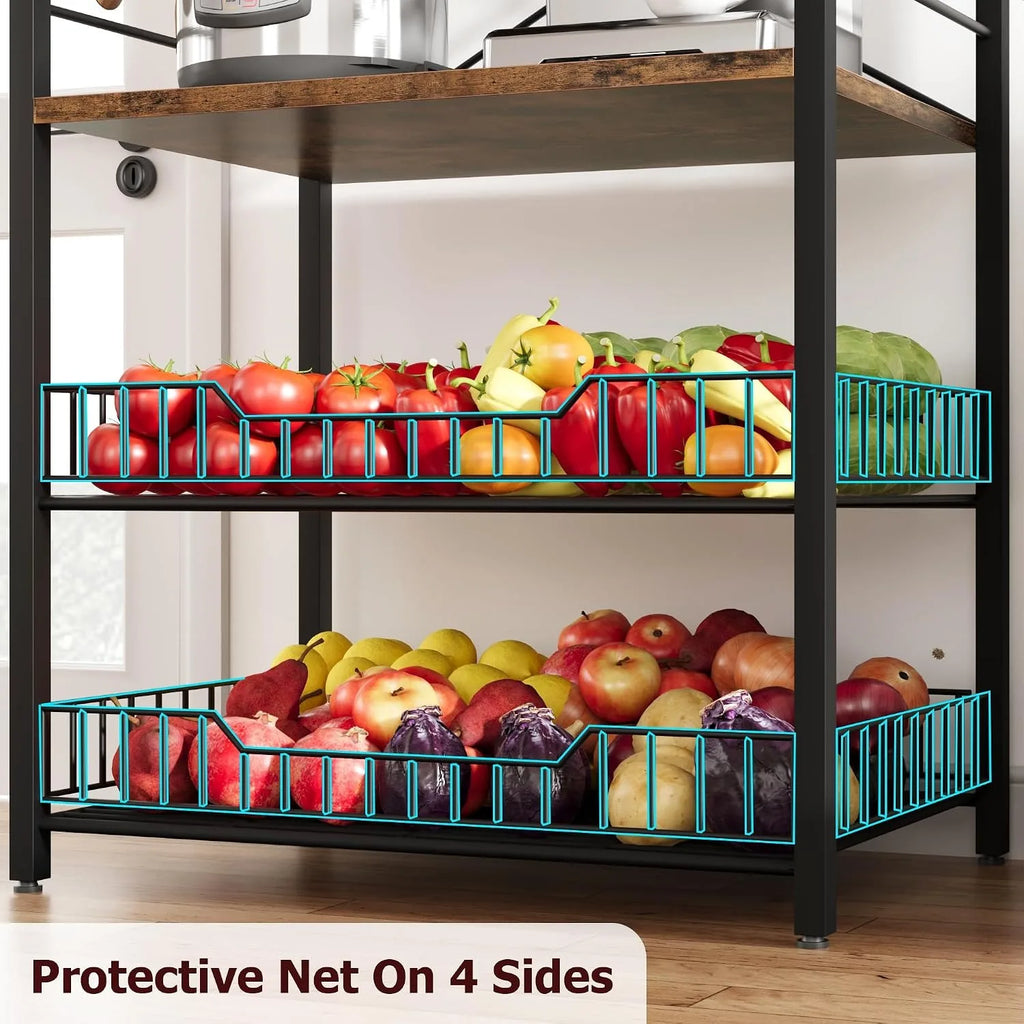 5 Tier Kitchen Bakers Rack with Microwave Stand