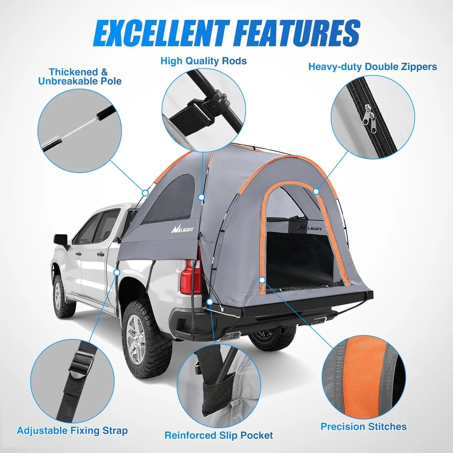 Nilight 2 Person Portable Pickup Camping Tent for Outdoor Road Trips