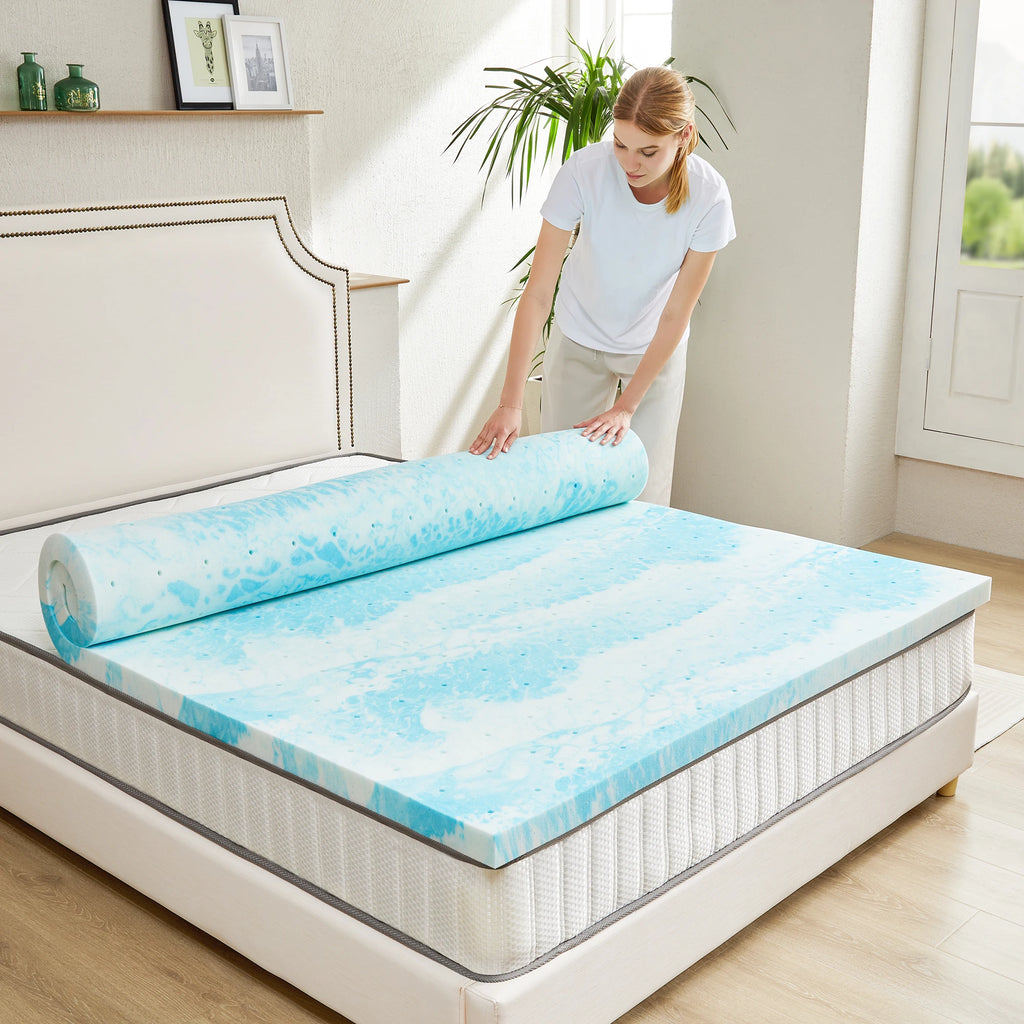 JHK Full Size 2" Gel Memory Foam Mattress Topper Cooling and Breathable
