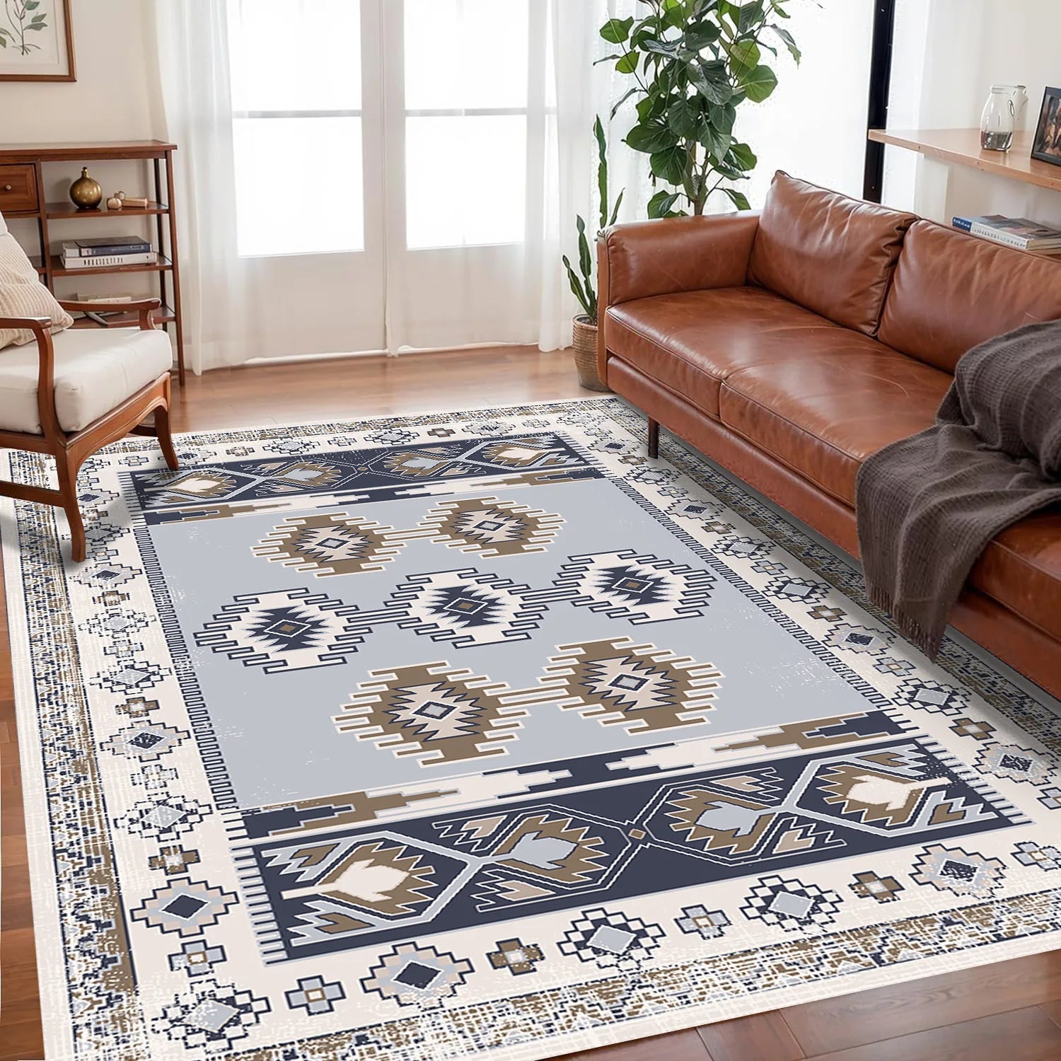 VIKAMA Bohemian Vintage Rug - Stain-Resistant and Easy-Care Floor Mat
