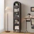 71" Tall Arched Cabinet with Acrylic Door, Modern Curio Arched Bookcase with Drawer, Display Cabinet Organizer