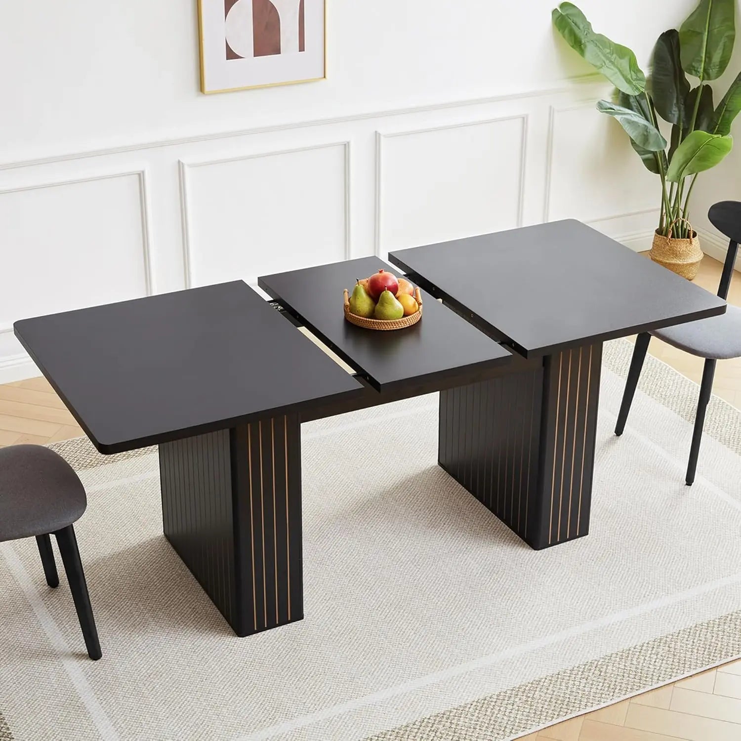 41-78" Modern Oval Extendable Dining Table with Stylish Fluted Base for 4-8 People
