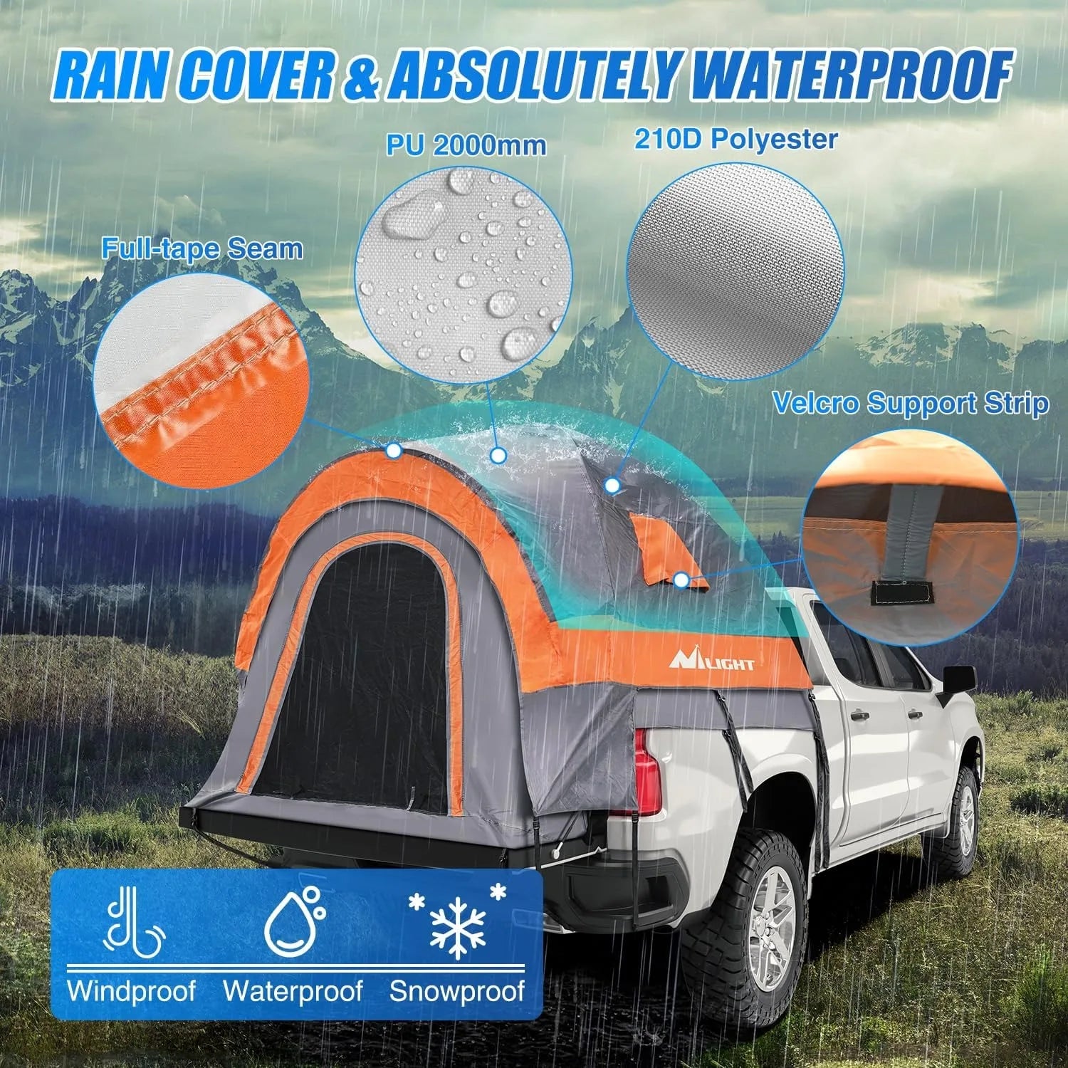 Nilight 2 Person Portable Pickup Camping Tent for Outdoor Road Trips