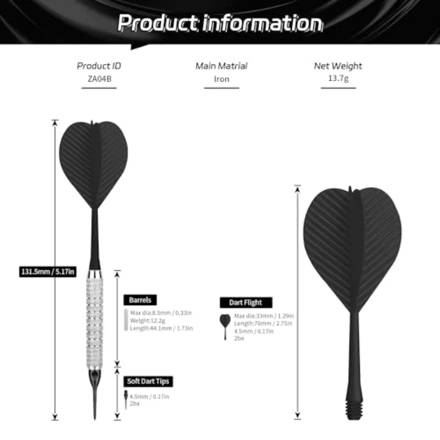 CyeeLife Plastic Tip Darts, 12pcs Soft Darts Set with 100 Plastic Tips for Electronic Dartboard