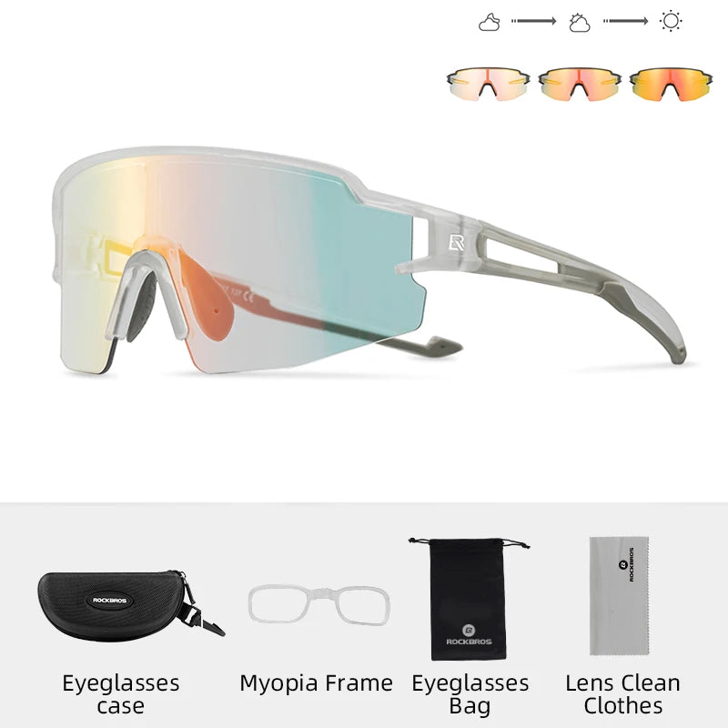 ROCKBROS Photochromic Cycling Glasses UV400 Sports Protection