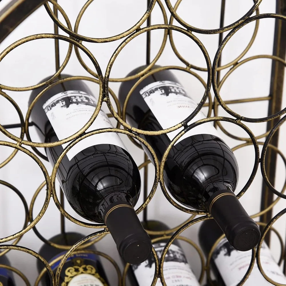 Floor Standing Antique Bronze 45 Bottle Wine Rack with Lock