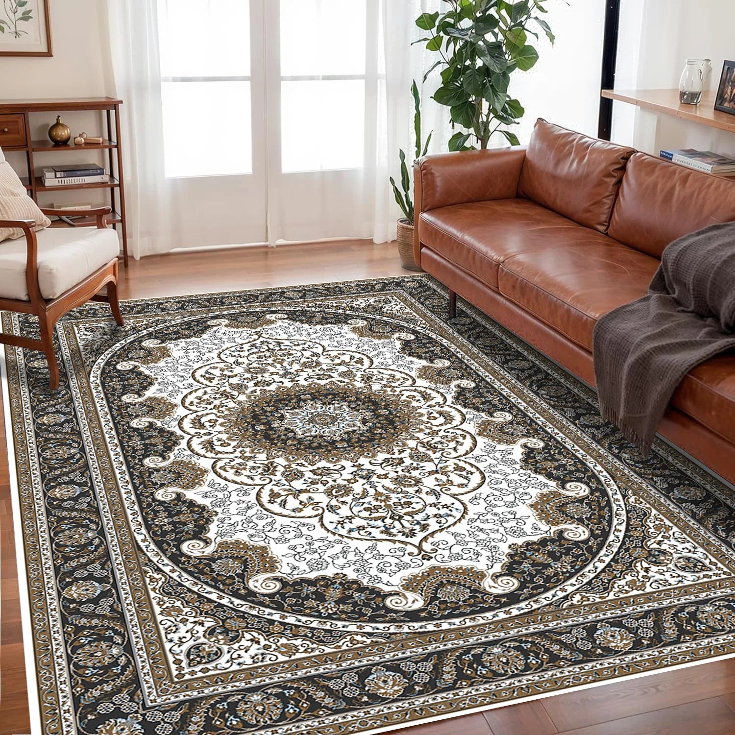 VIKAMA Bohemian Vintage Rug - Stain-Resistant and Easy-Care Floor Mat