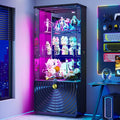 71'' Display Cabinet with Glass Doors,4-Tier Curio Cabinet with 3-Color Lights for Collectibles,Lockable Glass Display, Custom