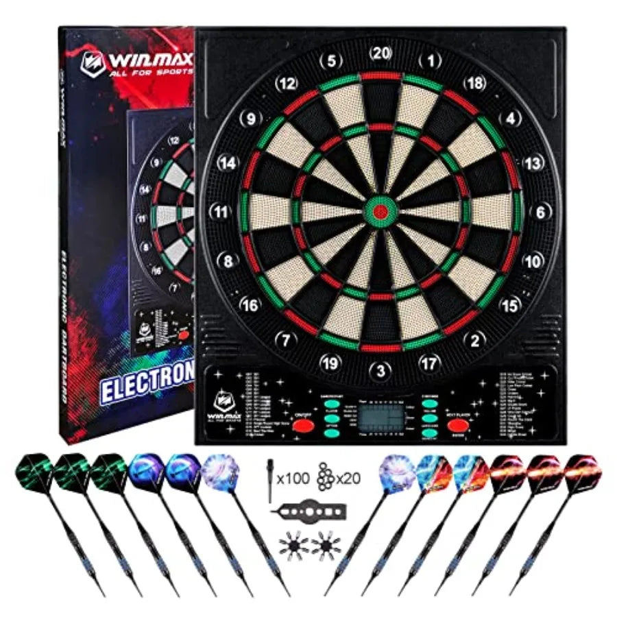 Electronic Dart Board 12 Soft Tip Darts, 34 Games, 355  Auto Scoring, and 100 Additional Tips