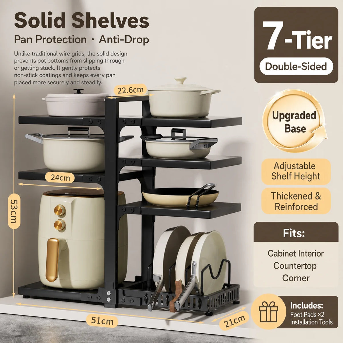 Adjustable Stainless Steel Kitchen Storage Rack