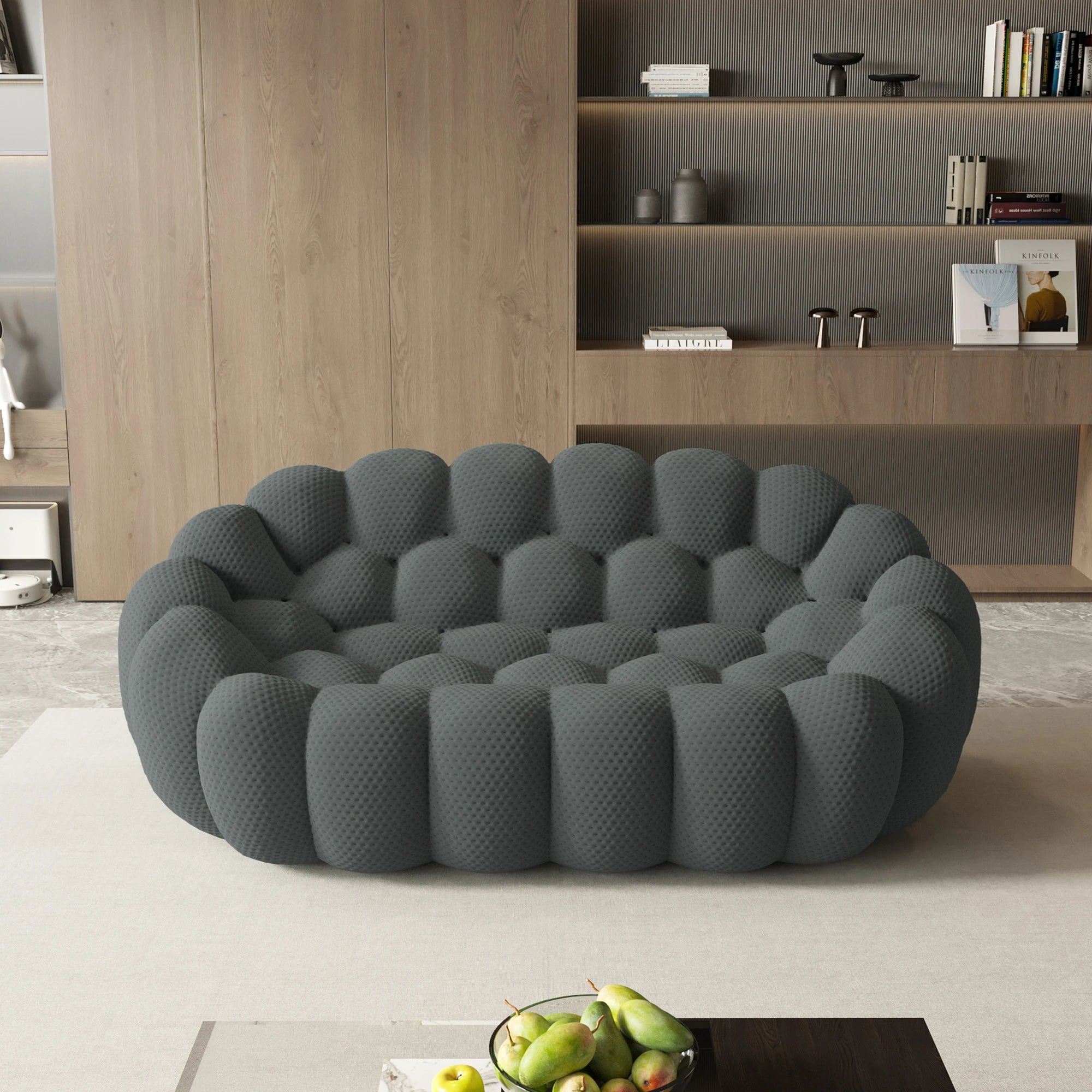 Sdorens 78'' Modern Loveseat  Boneless Couch Football-Shaped Lazy Floor Sofa