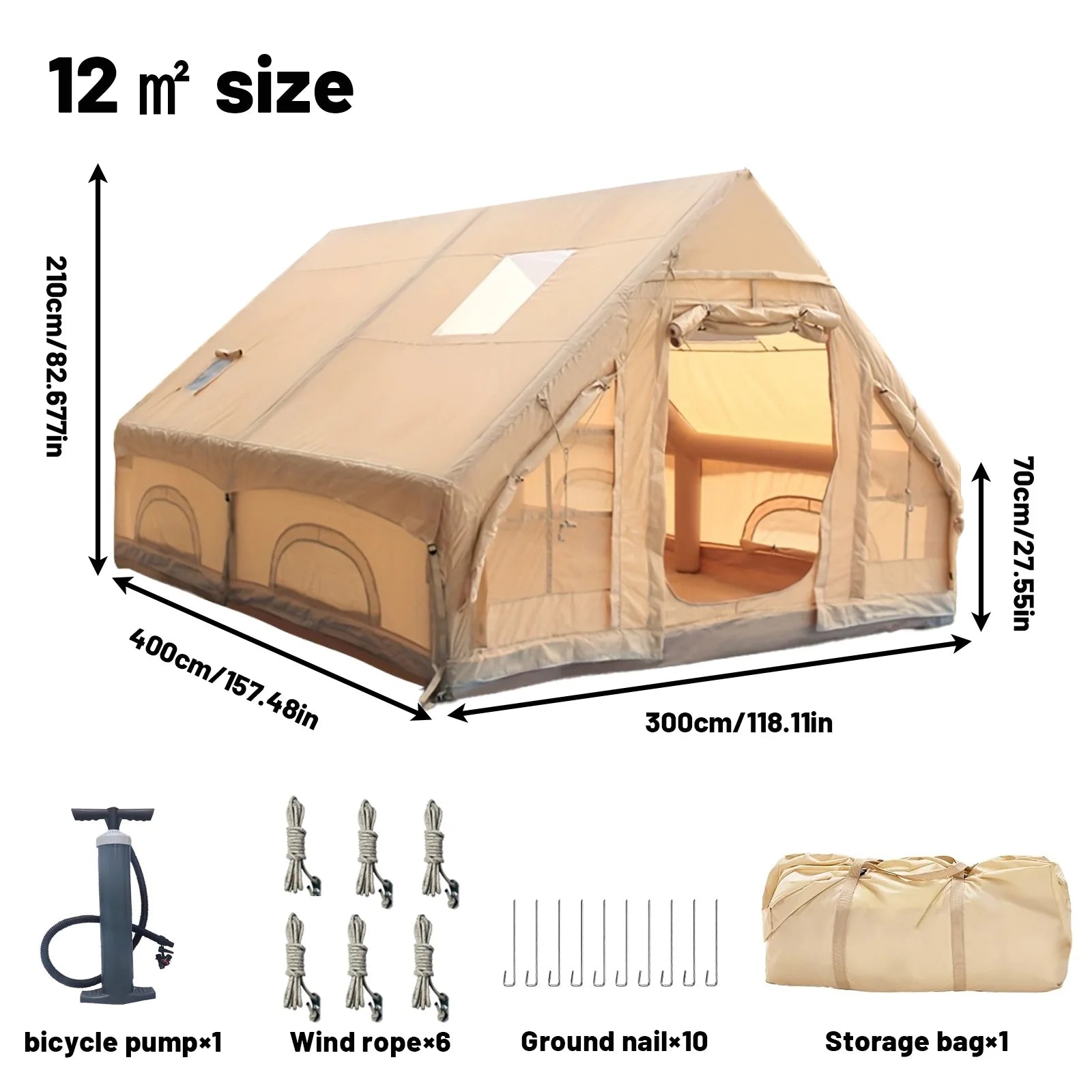 PAKICETUS Inflatable Tent with Skylight. Quick Setup with Pump 4-6 Persons