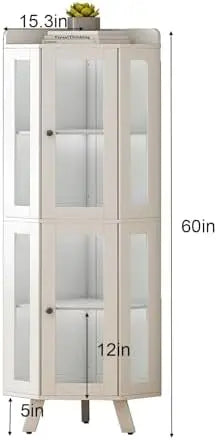 5 Tier Curio Cabinet with Glass Doors for Collectibles