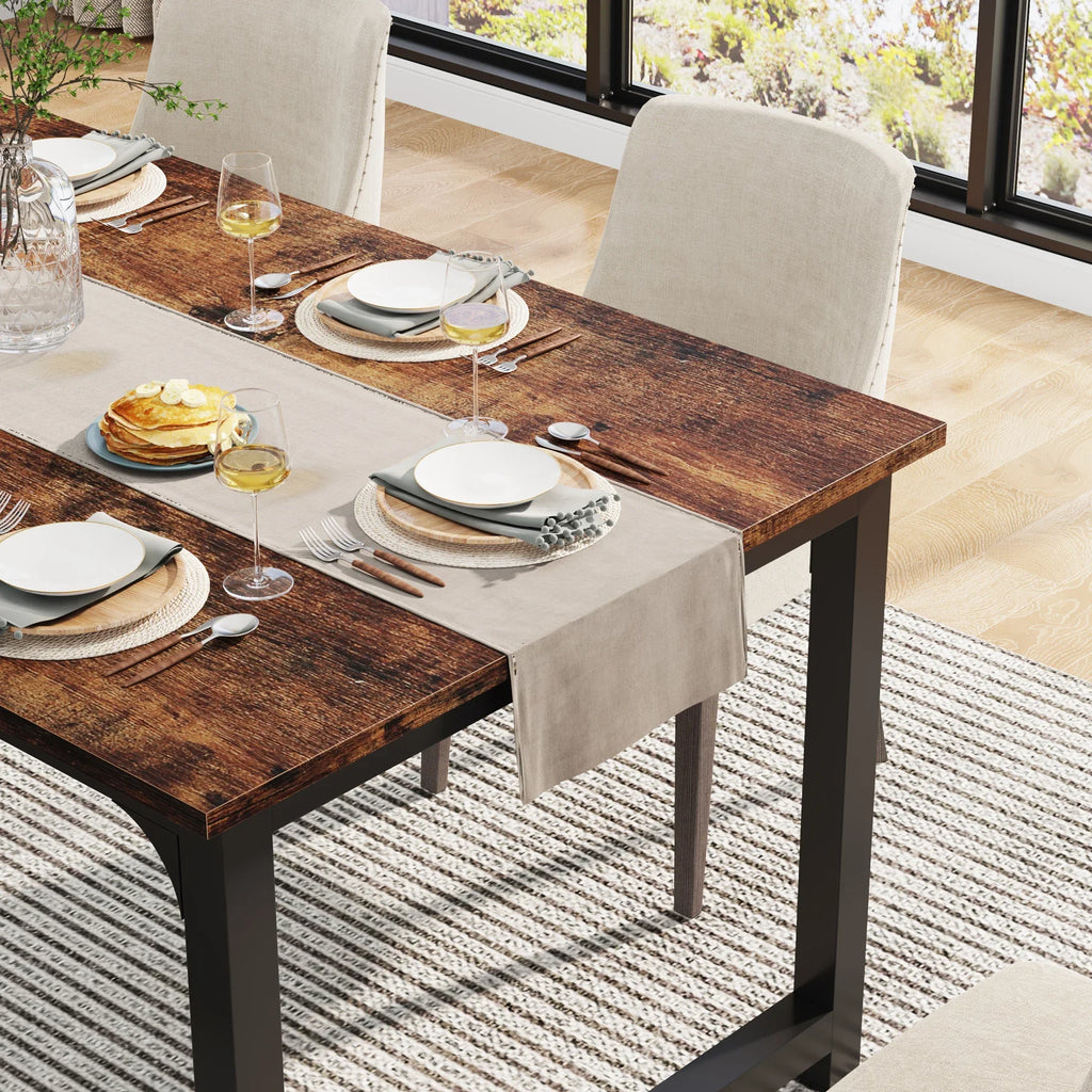 Tribesigns Rectangular Industrial Kitchen Table for 6-8 Persons