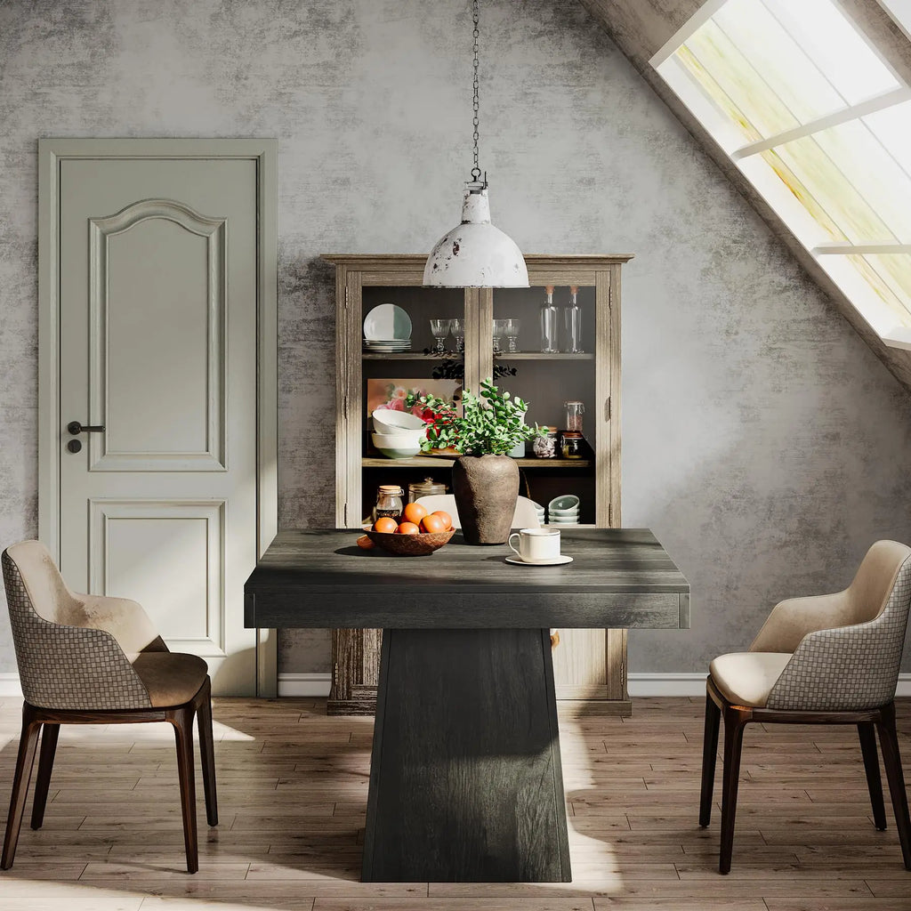 Tribesigns Square Dining Table for 4 with Sturdy Pedestal Base