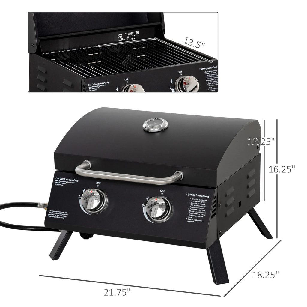 Outsunny 2 Burner Propane Gas Grill Portable with Foldable Legs