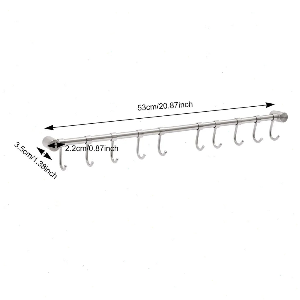 Stainless Steel Pot Rack Hanger with 10 Hooks