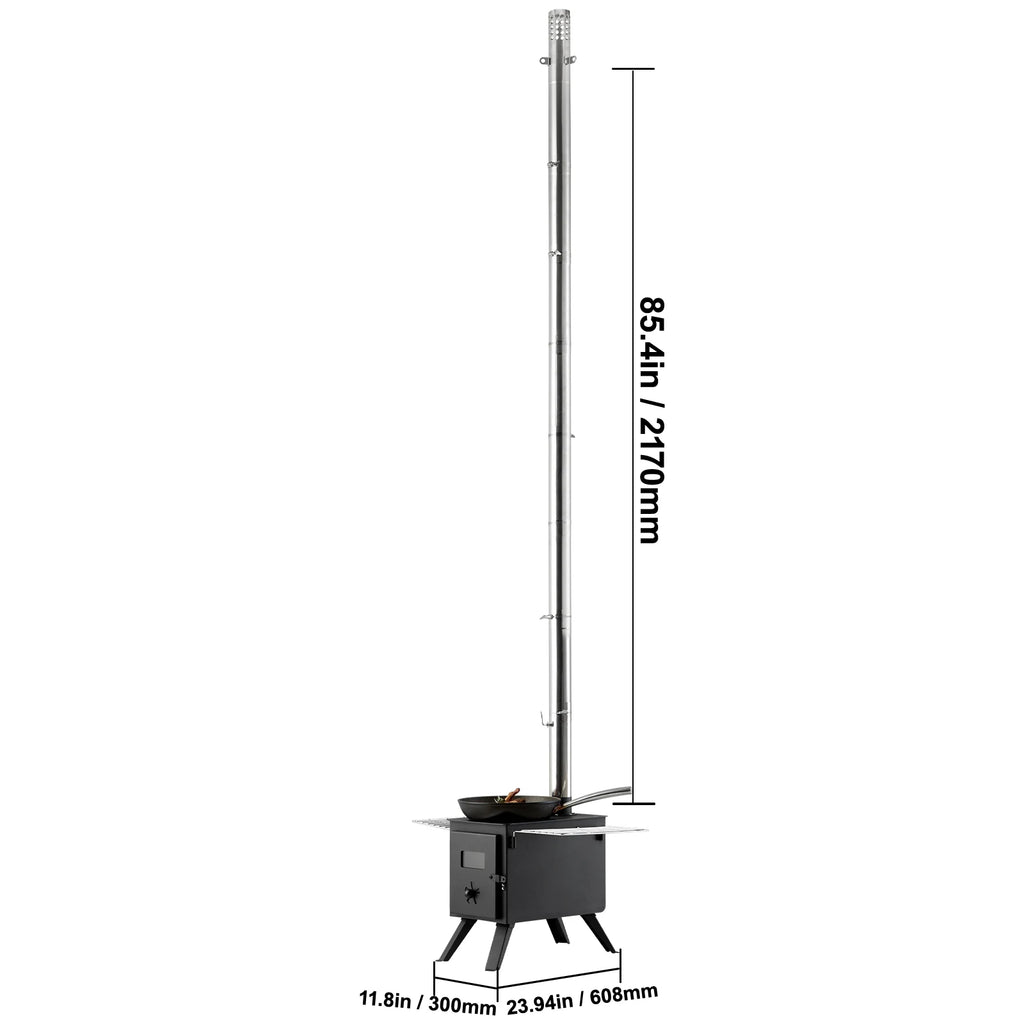 SucceBuy  86in Alloy Steel Camping Tent Wood Stove Portable with Chimney