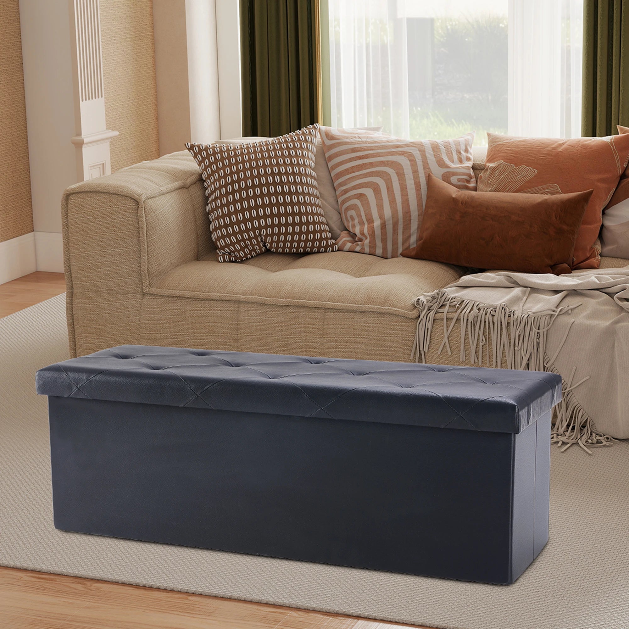 JHK 43" Leather Folding Ottoman