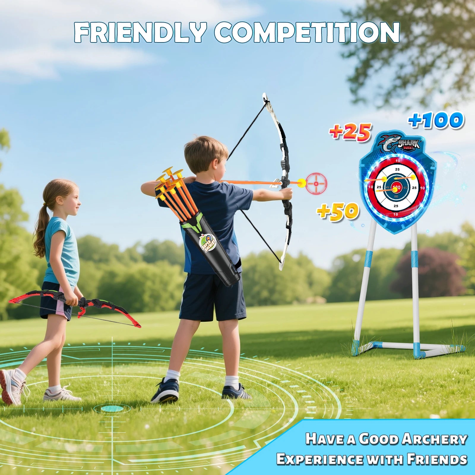 VATOS Night-Light Guns , Archery, and Stand Target Board for Indoor and Outdoor Play