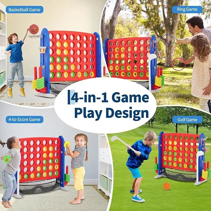 Adjustable Height Giant Connect 4 Game, Golf, Basketball, Ring Toss with Mesh Board and Carry Bag for Indoor/Outdoor Play
