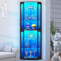 71" Curio Cabinet 6 Tier Shelves, 3 Color LED Lighting with Motion Detector