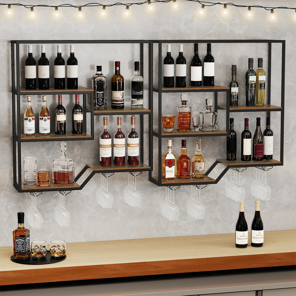 6-Tier Wall Mounted Wine Rack with Bottle Display