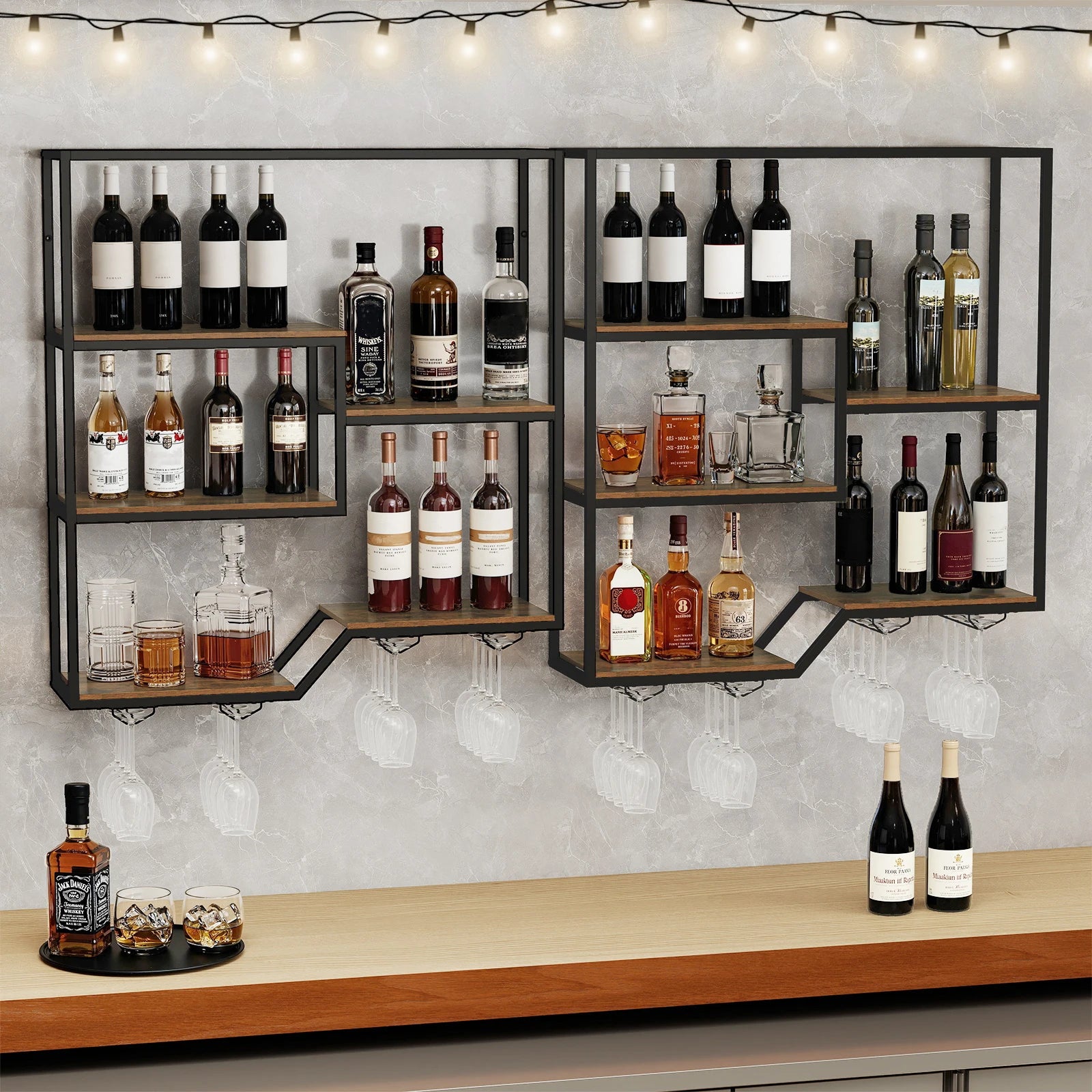 6-Tier Wall Mounted Wine Rack with Bottle Display