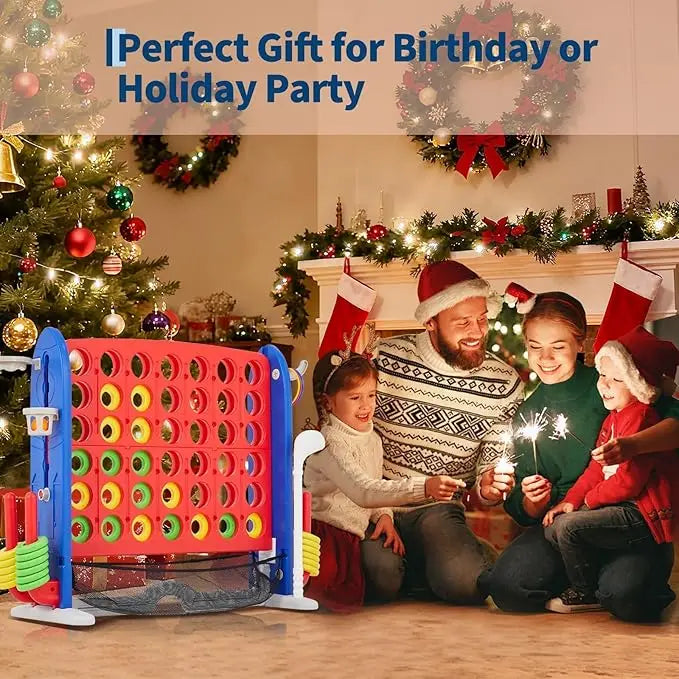 Adjustable Height Giant Connect 4 Game, Golf, Basketball, Ring Toss with Mesh Board and Carry Bag for Indoor/Outdoor Play