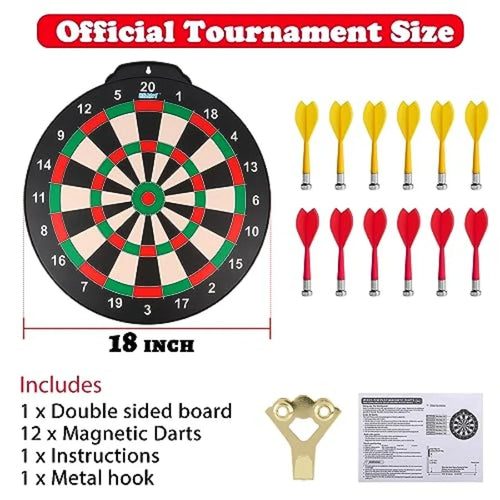 18 inch Magnetic Dart Board Set for Indoor /Outdoor Play with 12 Darts