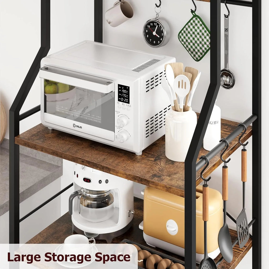 5 Tier Kitchen Bakers Rack with Microwave Stand