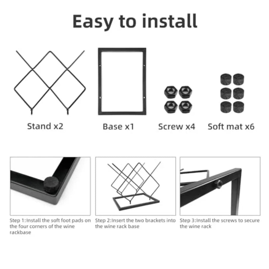 Black Countertop 5 Bottle Wine Rack