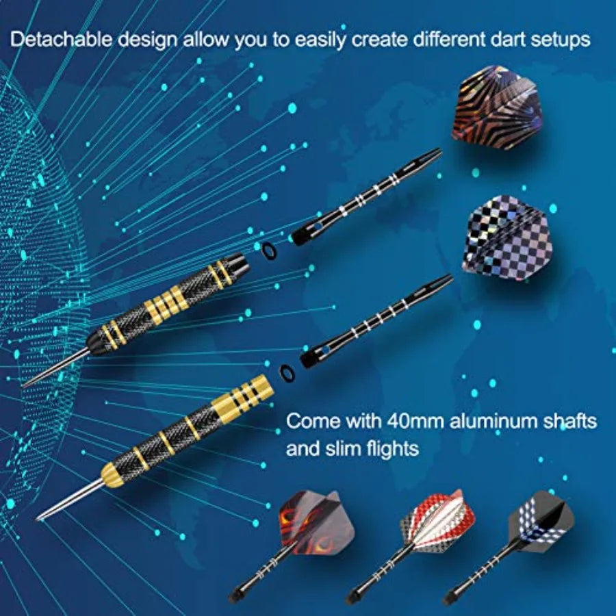 Professional  Dart Set 6-20 gram and 6-24 gram Steel Tips Set with Sharpener