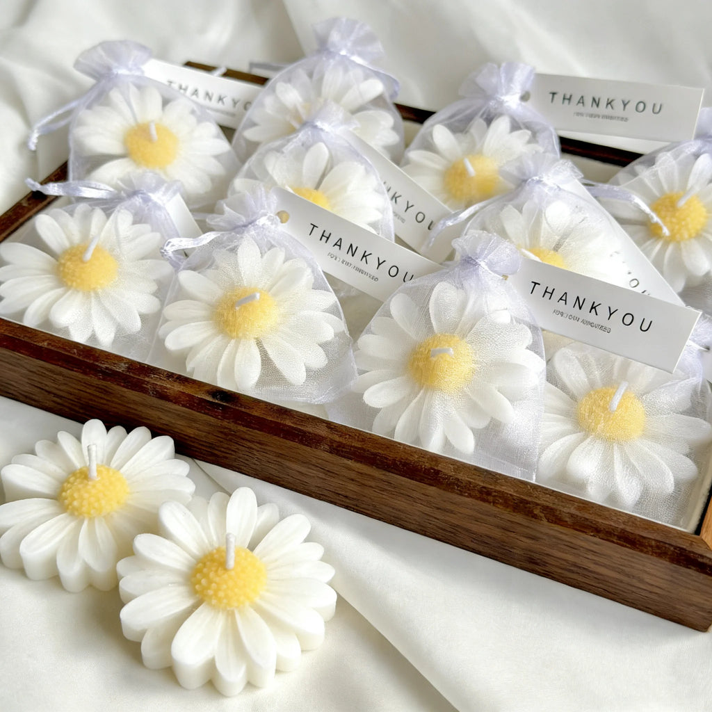 1pc/5pcs/10pcs Daisy Shaped Candles Set - Scented Soy Wax