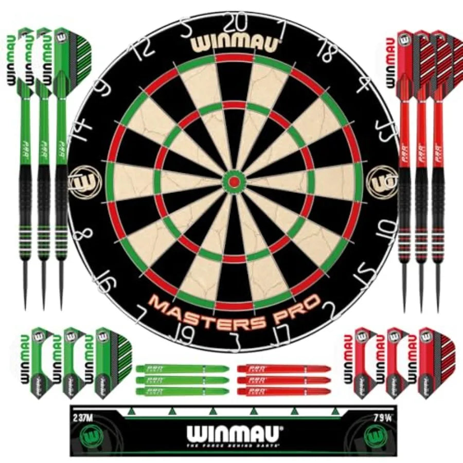 Masters Pro Premium Bristle Set  Includes Dart Board, Darts, Flights, Shafts and Oche Strip