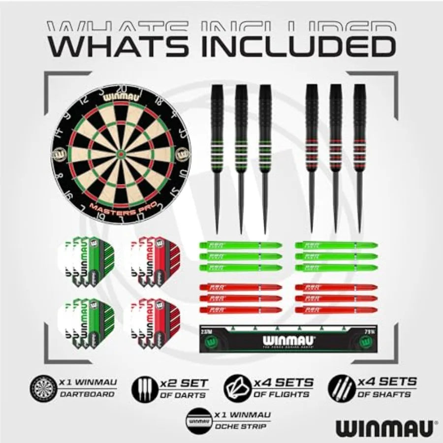 Masters Pro Premium Bristle Set  Includes Dart Board, Darts, Flights, Shafts and Oche Strip